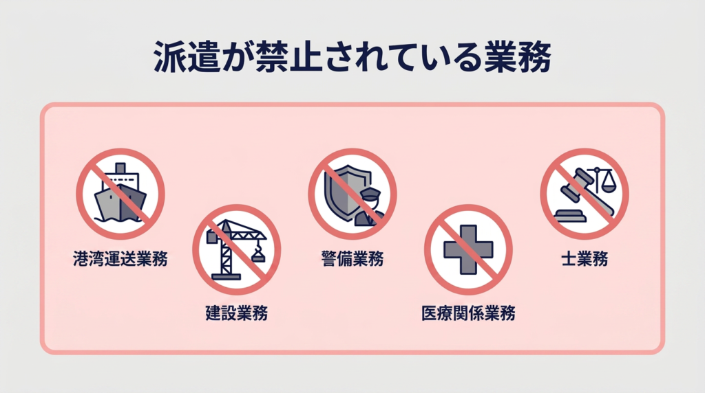 【図解】労働者派遣法で禁止されている業務とは