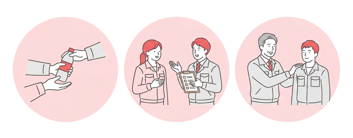 【図解】飲料配布による「接触機会」を起点とした、現場コミュニケーションの強化